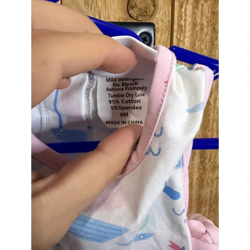 Stitchy Fish Baby Girl Sailboat Print Side Tie Bow Top Pink White 9M